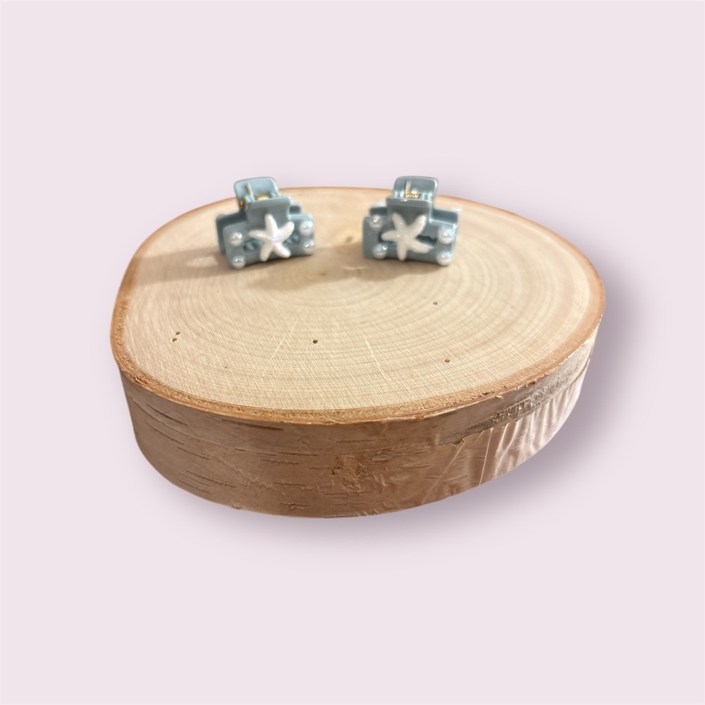 Hand Beaded Mini Pale Blue Sand Dollar hair Claws|Coastal Wedding Hair Claws